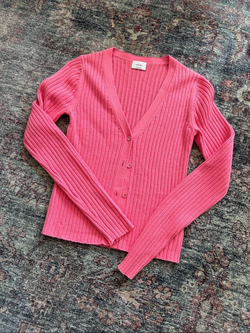 Aritzia Wilfred Manila Cardigan Candy Drop Pink Small